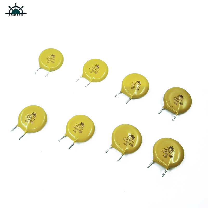 Fabrikant China bestond producten, geel gesneden korte knik MOV-weerstand14mm 14d471 470V varistor mov